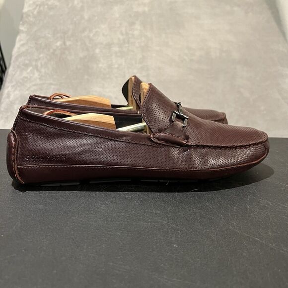 Cole Haan Wyatt Leather Bit Loafers Mens 11 M Brown Perforated Leather Driver - Picture 4 of 11